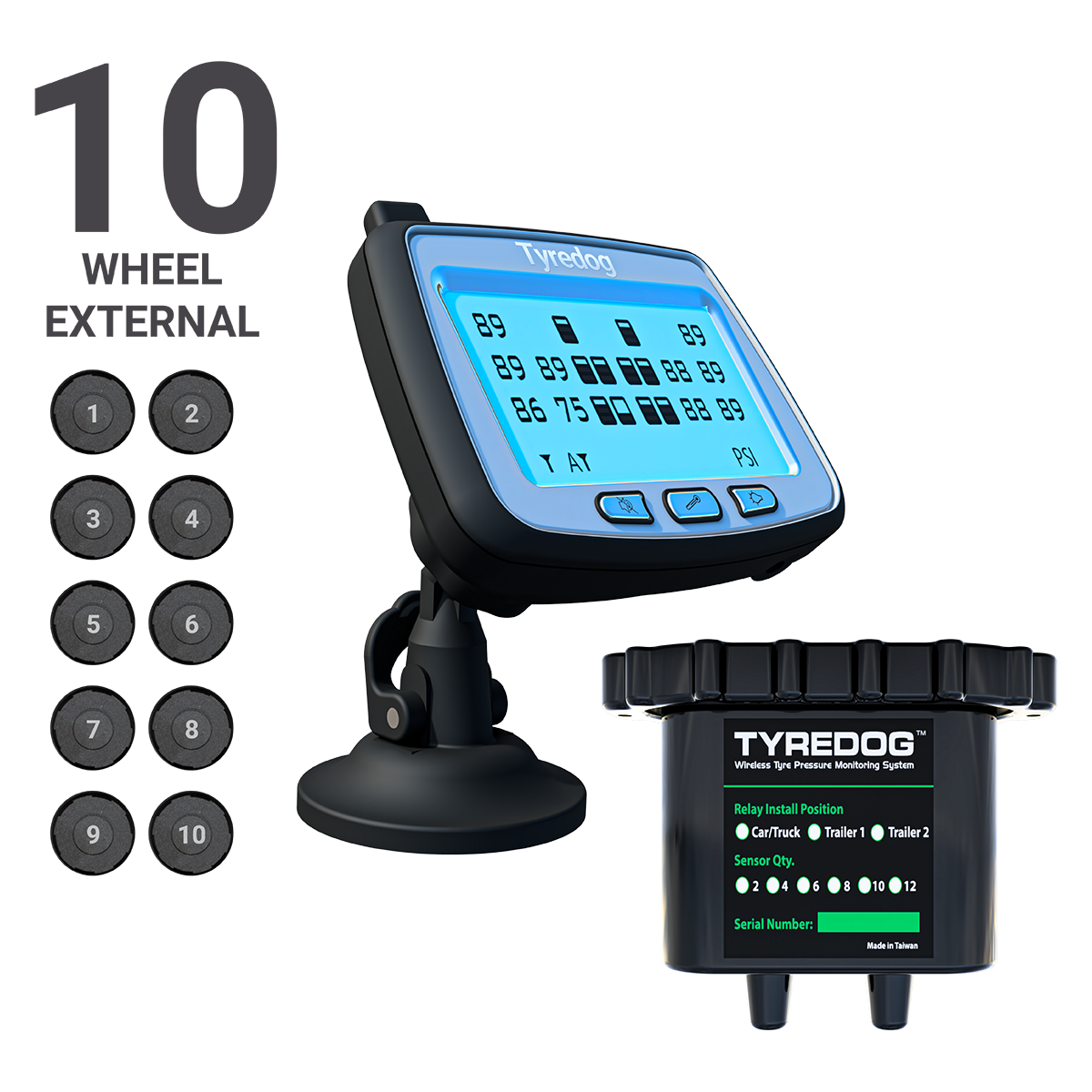 10 Wheel External Tyre Pressure Monitoring System TYREDOG TPMS Australia