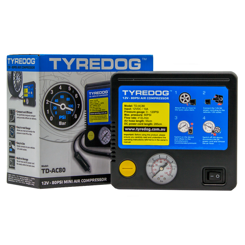 TYREDOG Mini 12V 80PSI Air Compressor